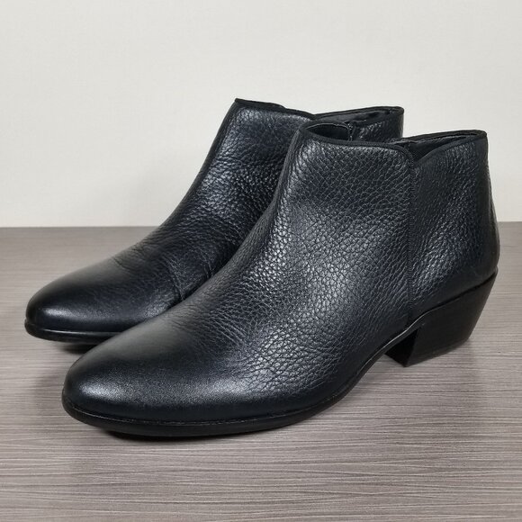 Sam Edelman Petty Chelsea Boot, Black Pebbled Leather, Womens Size 8.5 M / 38.5 - Picture 1 of 13